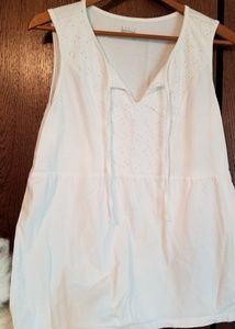 Basic Editions white Tunic with eyelet embroidery
